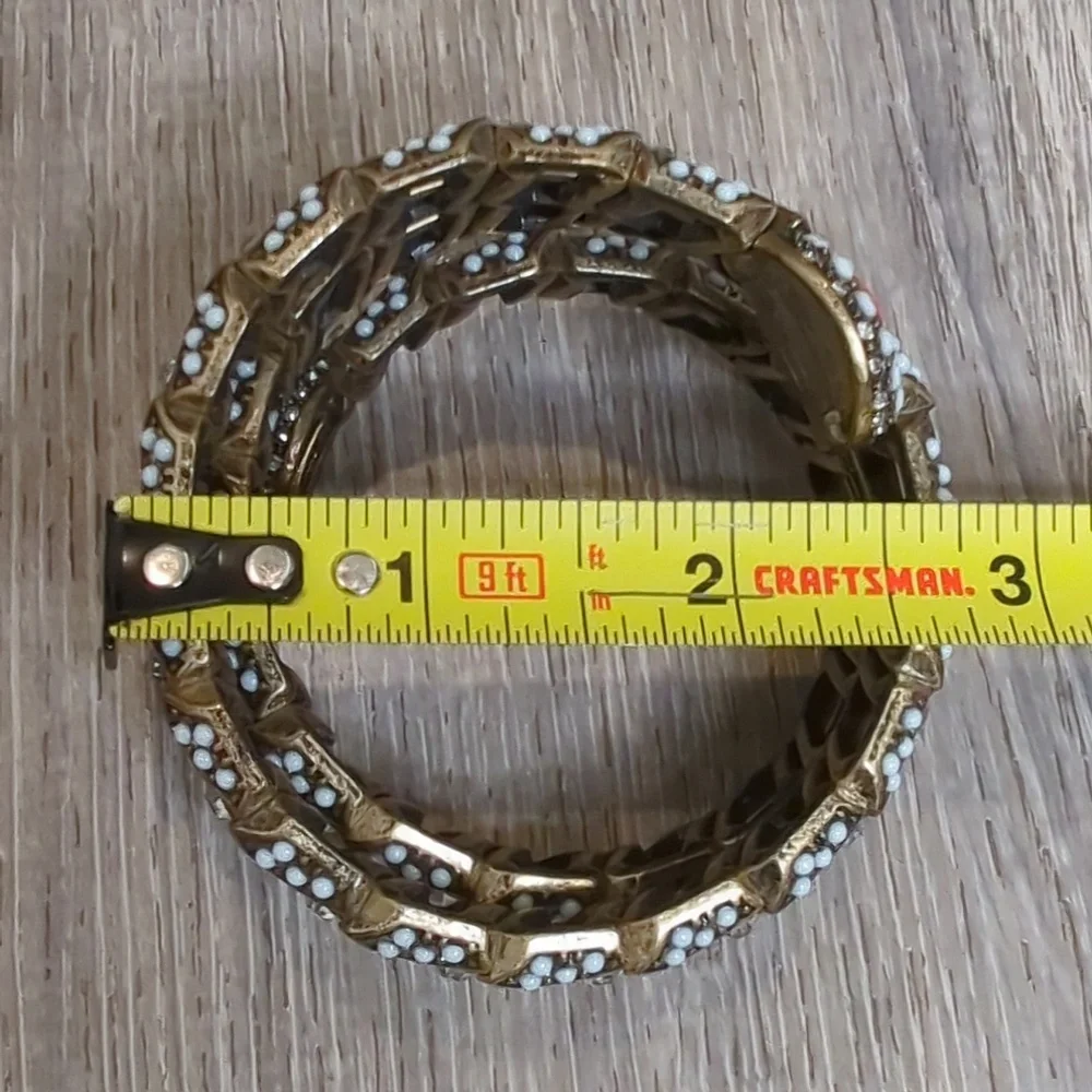 Vintage Gold and White Wrap Bracelet - Picture 8 of 11